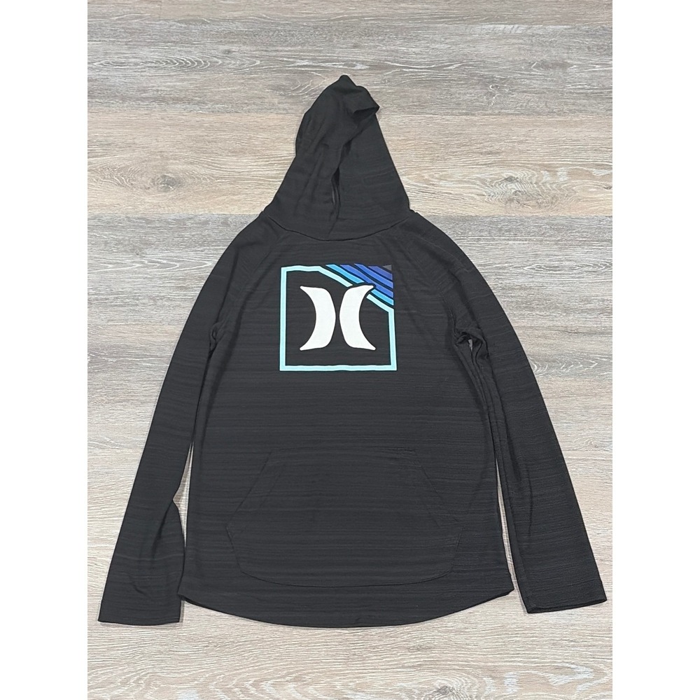 Hurley Unisex Black -DRI Lightweight Hoodie Pullover Space Dye Logo Size M